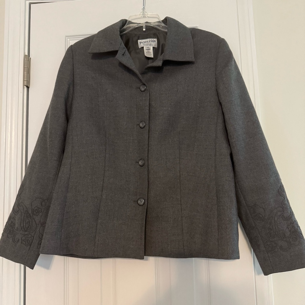 Pendleton Dark Gray Women's Blazer with Embroidery - Picture 1 of 6